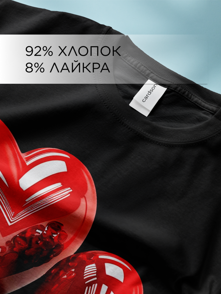 Футболка оверсайз с принтом Сердце розы 1