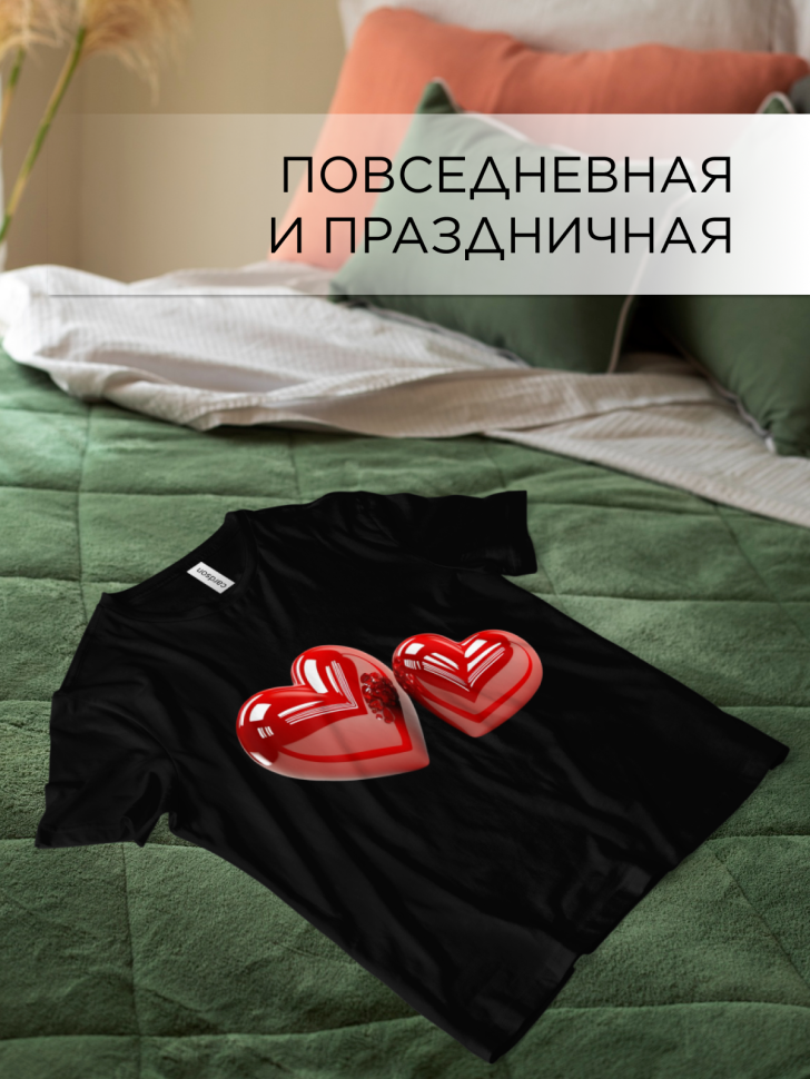 Футболка оверсайз с принтом Сердце розы 1