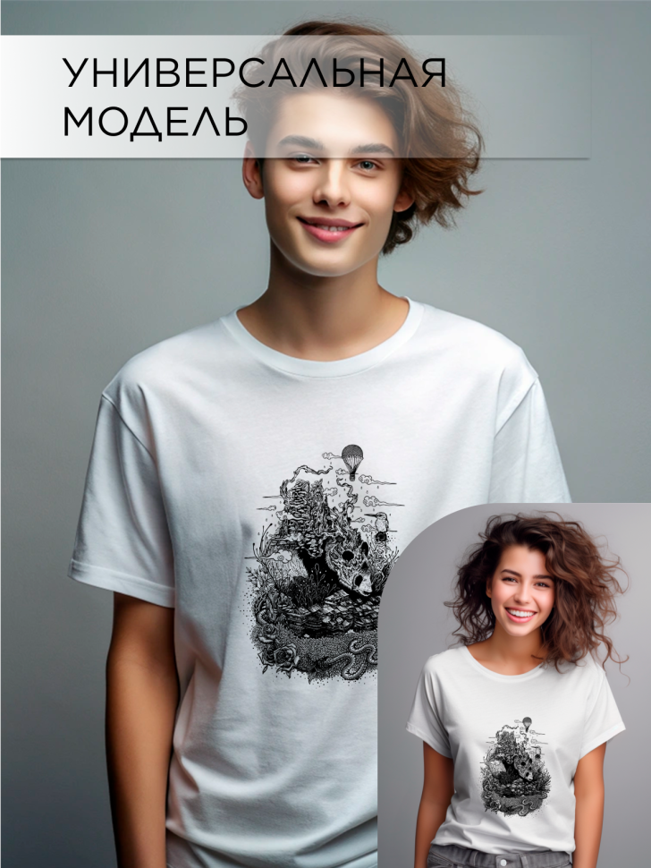 Футболка оверсайз универсальная с принтом Панда Горы Футболка оверсайз универсальная с принтом Панда Горы