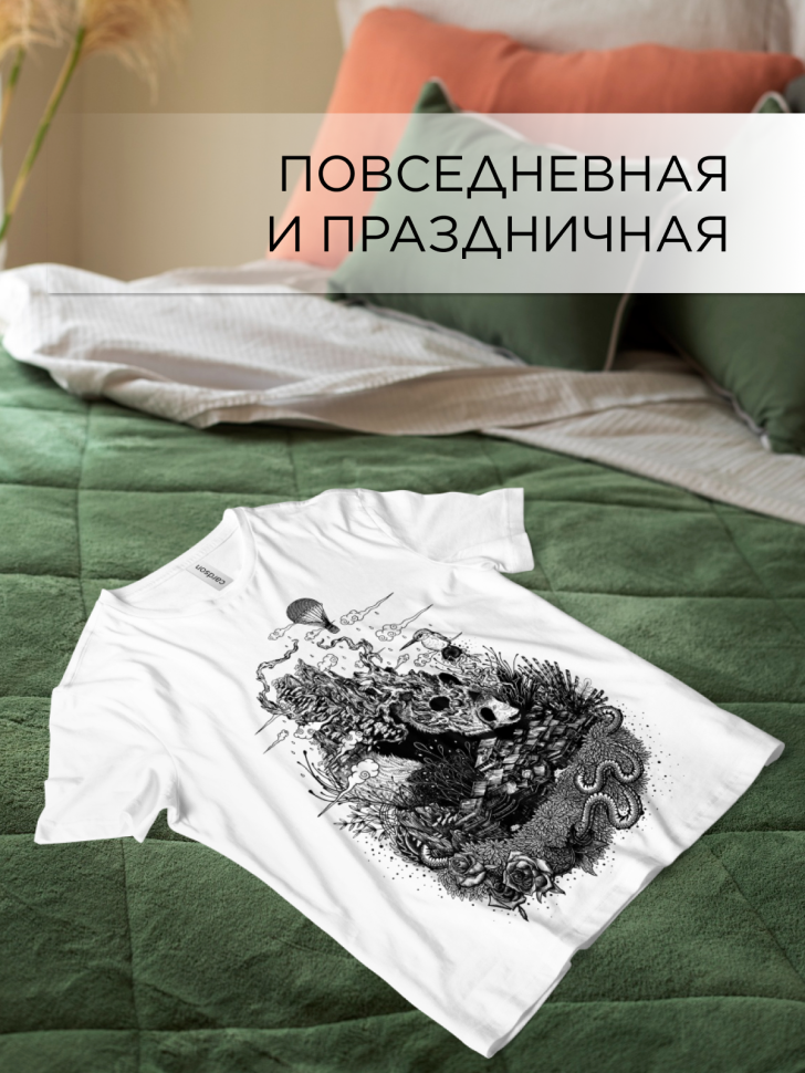 Футболка оверсайз универсальная с принтом Панда Горы Футболка оверсайз универсальная с принтом Панда Горы