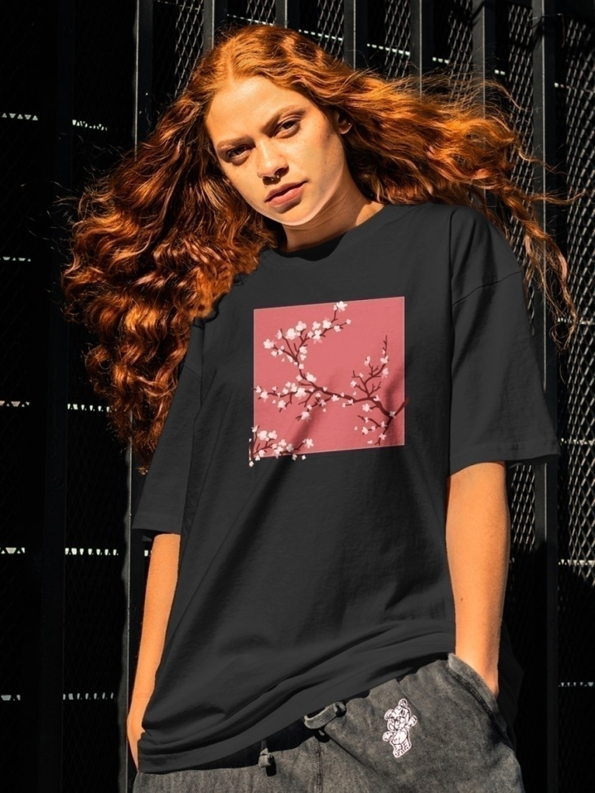 Футболка оверсайз с принтом сакура 2 Футболка оверсайз с принтом сакура 2