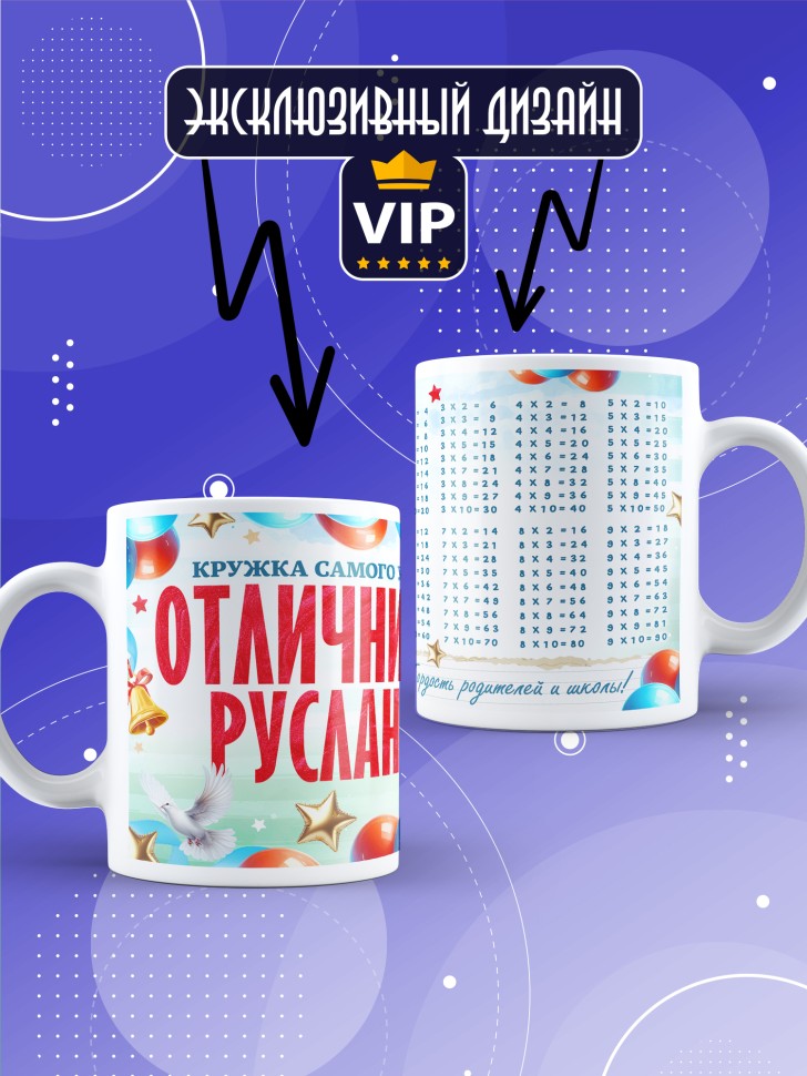 Кружка именная для школьника Руслана