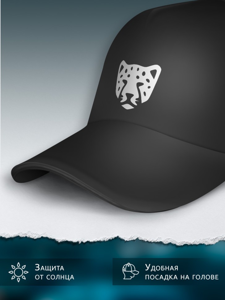 Бейсболка кепка черная унисекс с принтом Леопард Бейсболка кепка черная унисекс с принтом Леопард