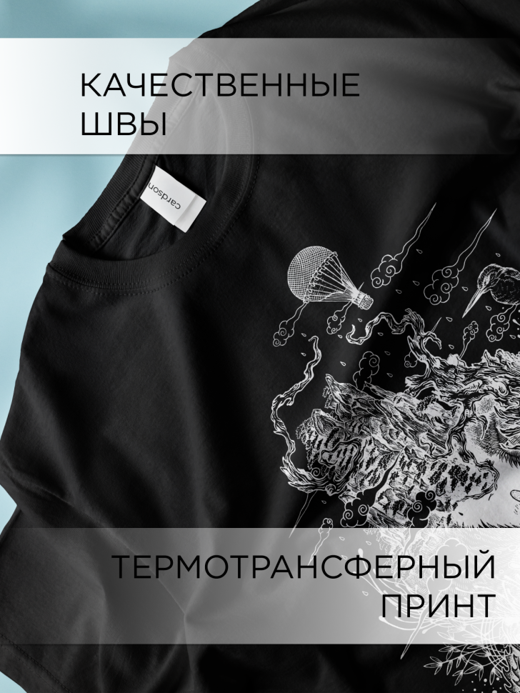 Футболка оверсайз универсальная с принтом Панда и Горы
