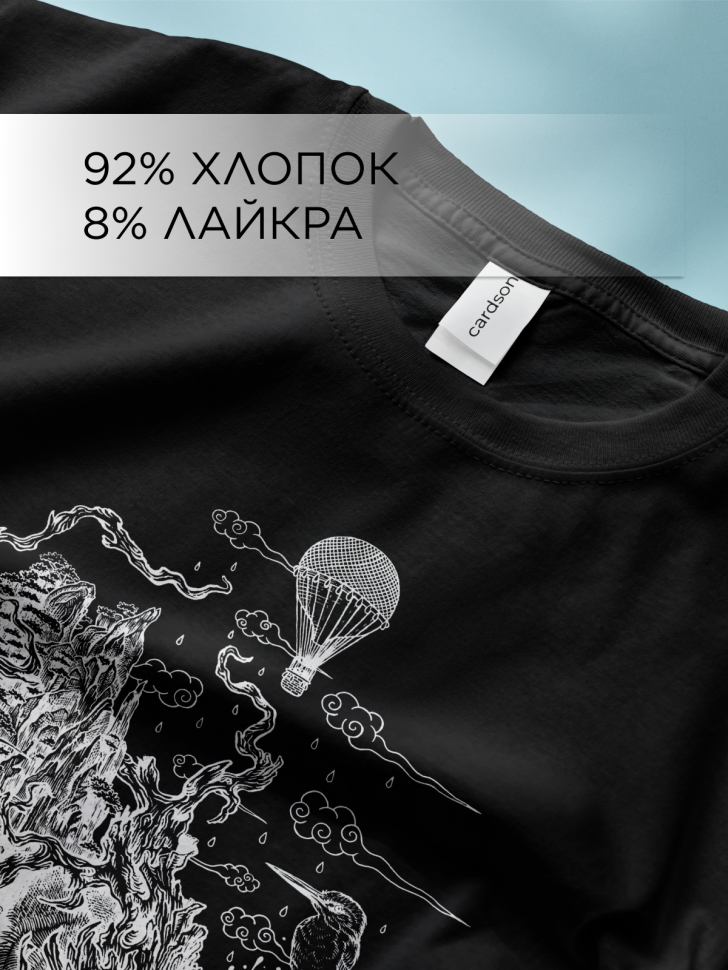 Футболка оверсайз универсальная с принтом Панда и Горы