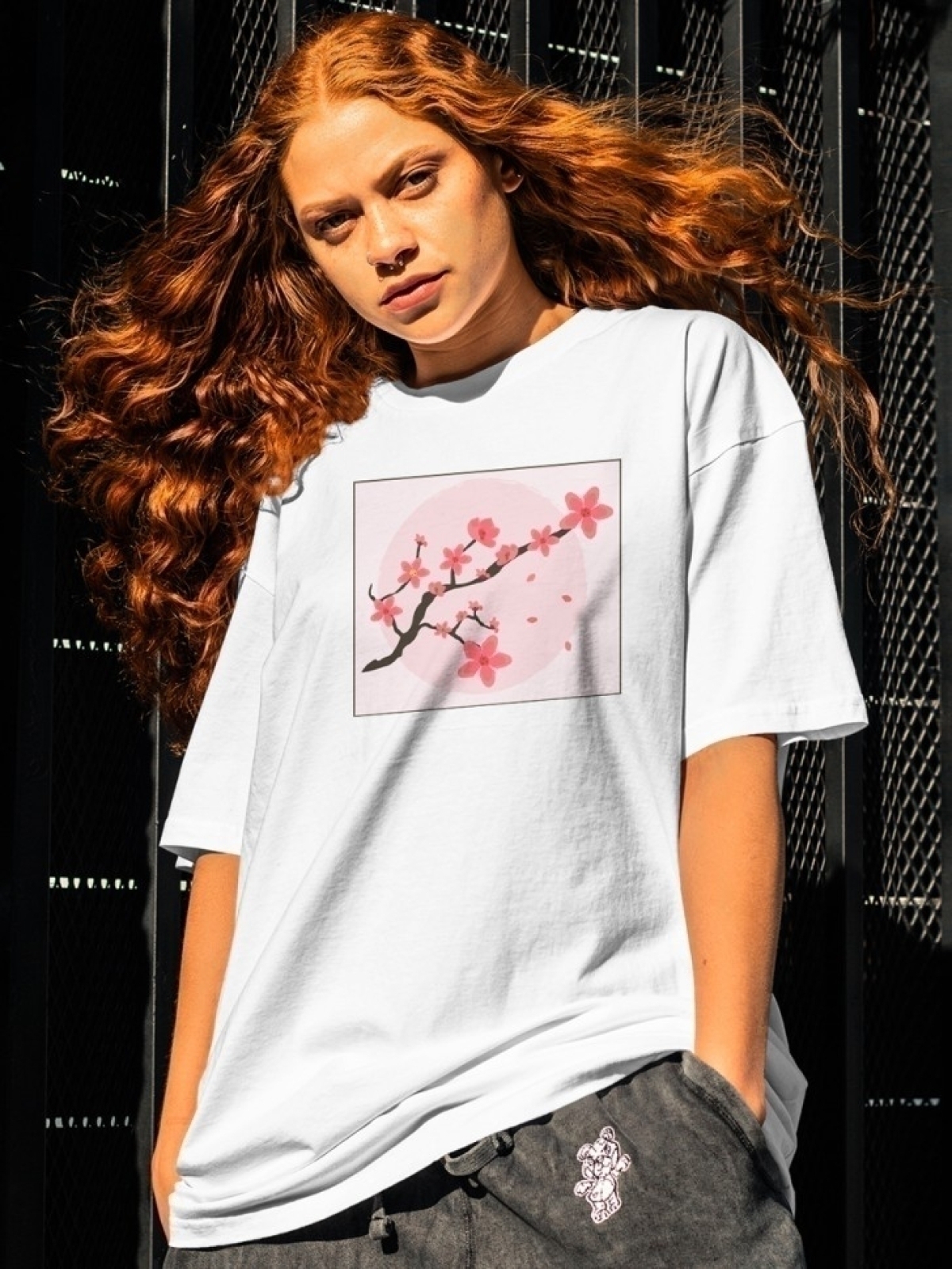 Футболка оверсайз с принтом сакура 3 Футболка оверсайз с принтом сакура 3