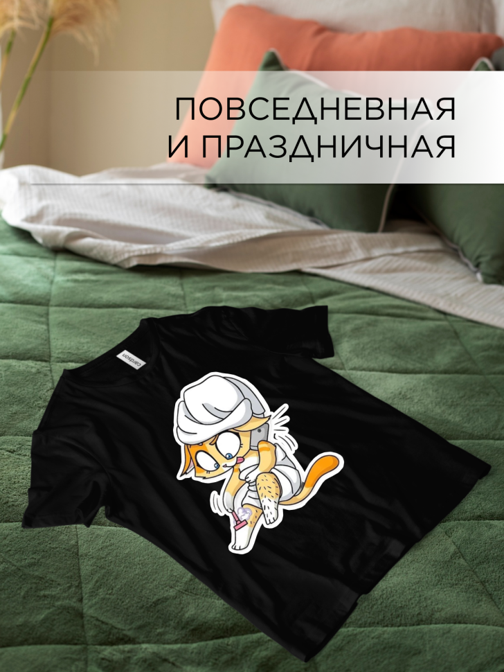 Футболка оверсайз с принтом Киска черная