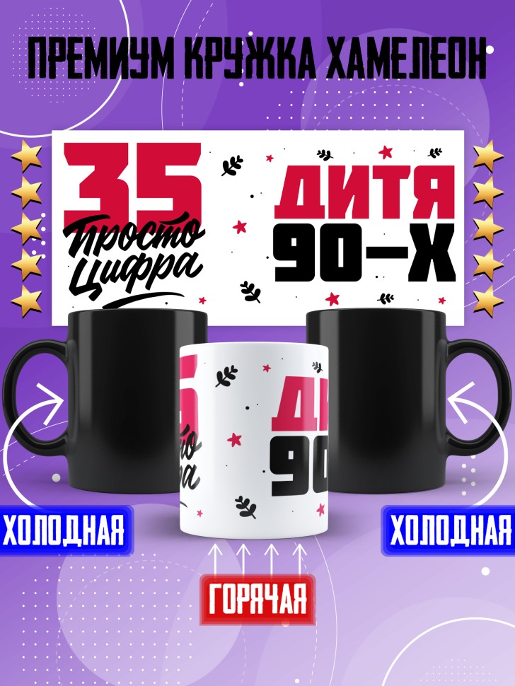 Кружка хамелеон керамическая с принтом на день рождения