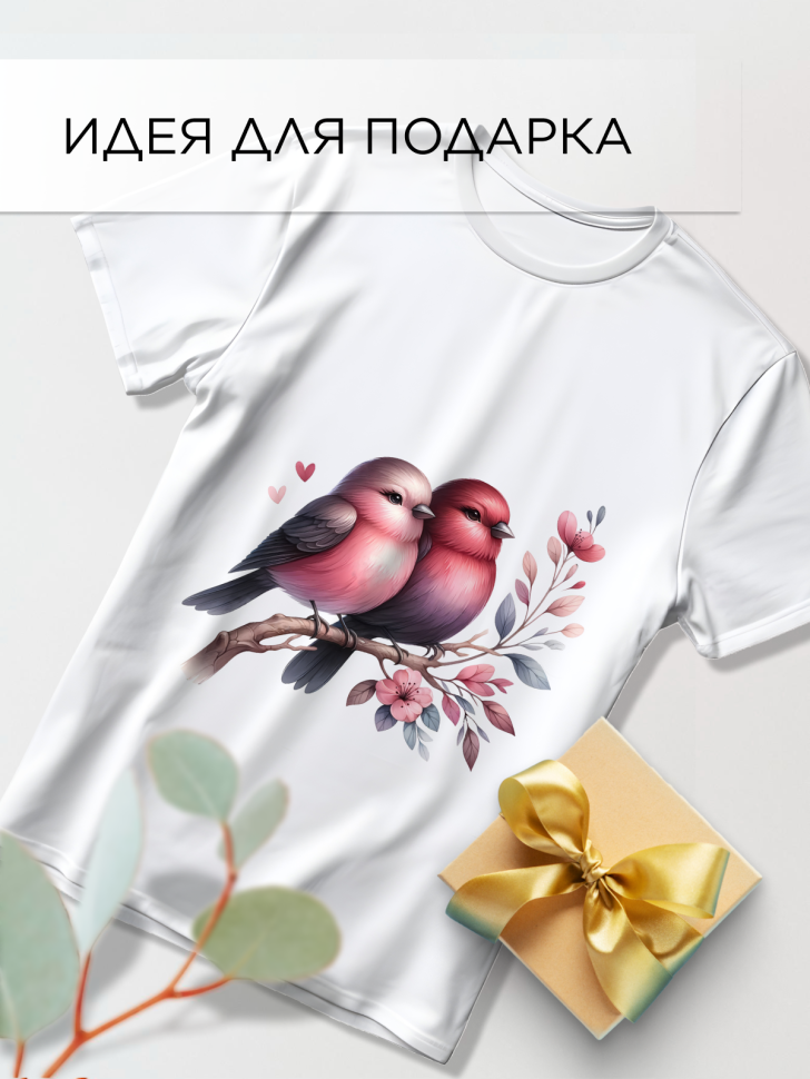 Футболка оверсайз с принтом Пара птичек