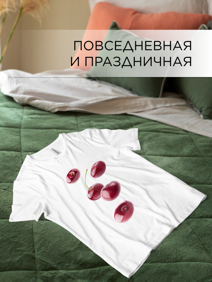 Футболка оверсайз с принтом Черешня белая