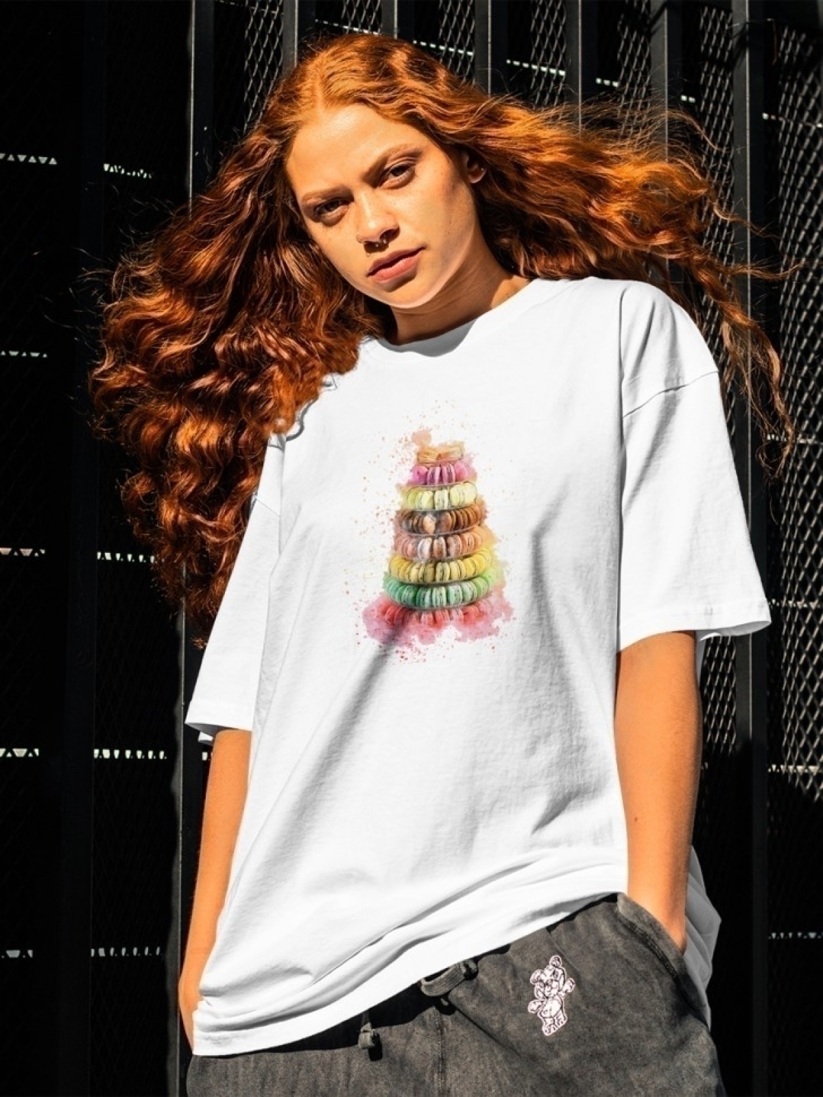 Футболка оверсайз принтом акварель маршмеллоу 1