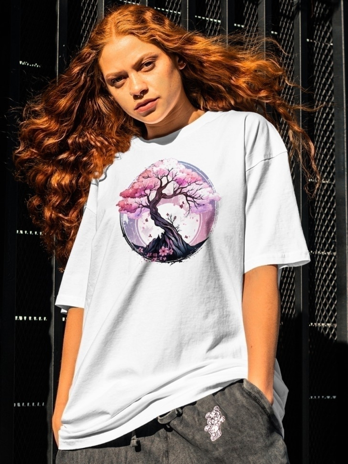 Футболка оверсайз с принтом сакура 4 Футболка оверсайз с принтом сакура 4