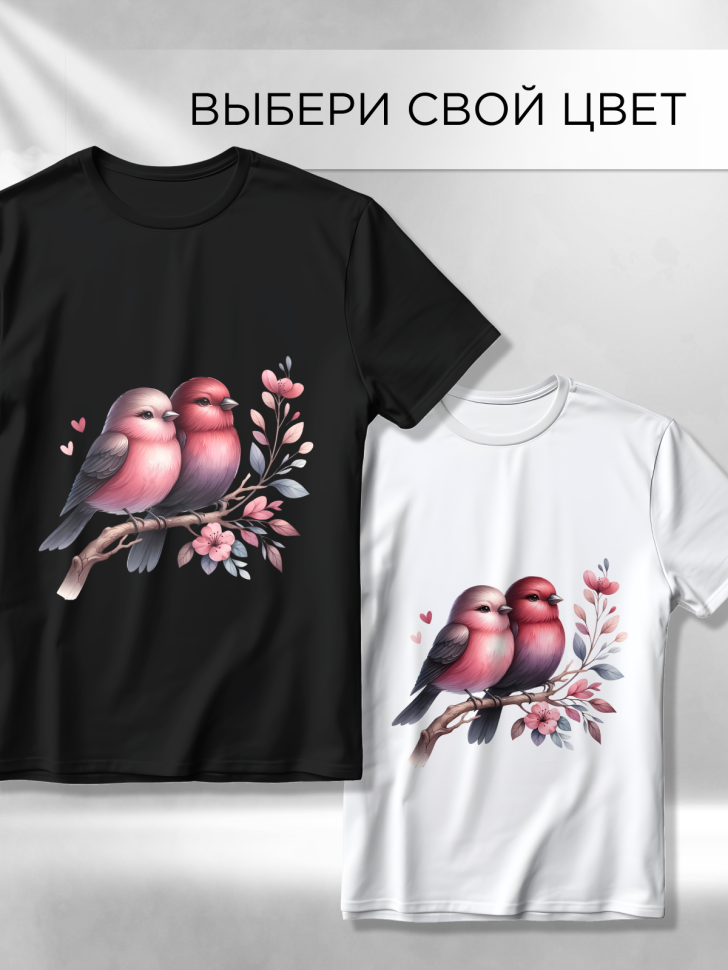 Футболка оверсайз с принтом Пара птичек