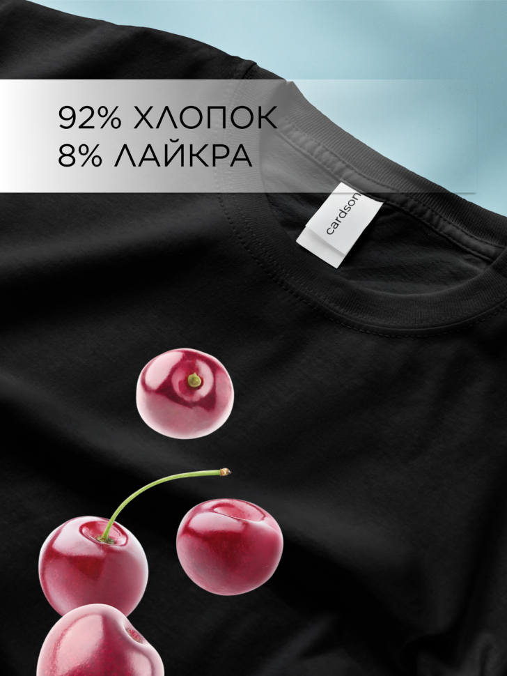 Футболка оверсайз с принтом Черешня черная