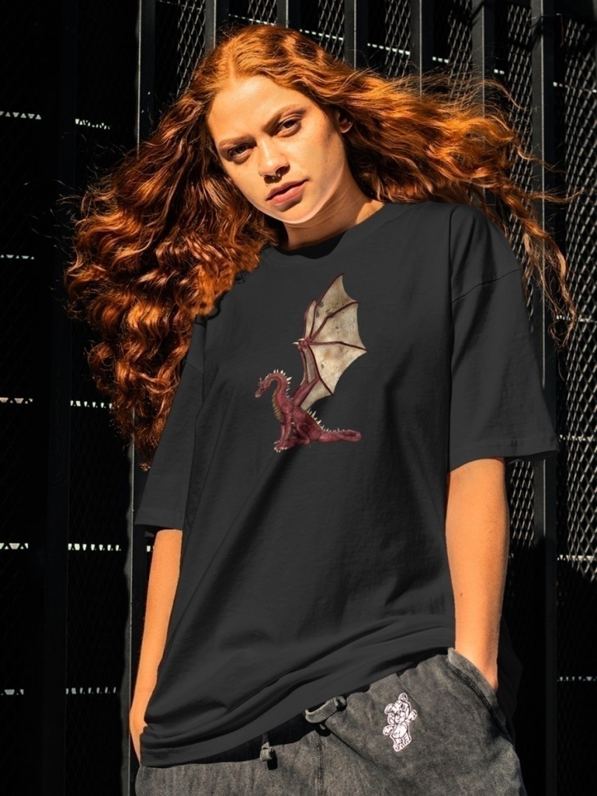 Футболка оверсайз принтом дракон 4